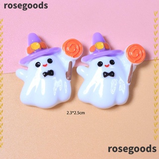 Rosegoods1 โบว์เรซิ่น รูปฟักทอง ผี หลากสี สําหรับตกแต่งเล็บ 10 ชิ้น