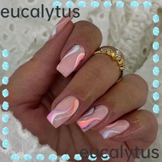 Eucalytus1 เล็บปลอม ทรงสี่เหลี่ยม แบบยาว ถอดออกได้ สีสันสดใส สําหรับตกแต่งเล็บ DIY