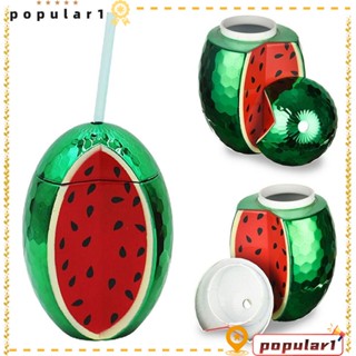 POPULAR แก้วน้ําพลาสติก กันรั่ว ลายแตงโม 700 มล. 2 ชิ้น