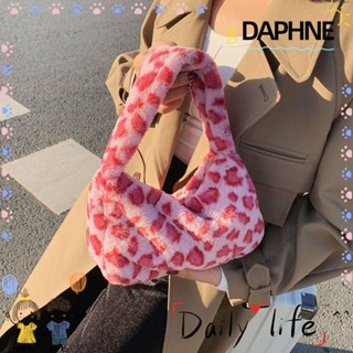 Daphne กระเป๋าสะพายไหล่ กระเป๋าถือแฟชั่น แบบนิ่ม ขนปุย ขนาดเล็ก