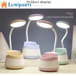 Lumiparty โคมไฟตั้งโต๊ะ 3 In 1 พร้อมที่วางปากกา ขาตั้งโทรศัพท์มือถือ Led ป้องกันดวงตา ประหยัดพลังงาน โคมไฟตั้งโต๊ะ ชาร์จ Usb