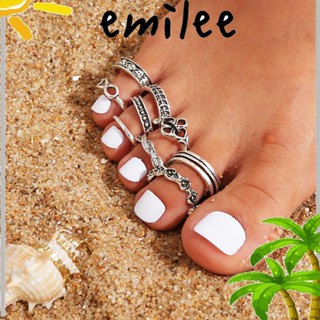 Emilee แหวนสวมนิ้วเท้า แบบเปิด ปรับได้ เหมาะกับเดินชายหาด ฤดูร้อน 9 ชิ้น