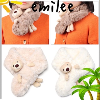 Emilee ผ้าพันคอ ผ้ากํามะหยี่ขนนิ่ม แบบหนา ให้ความอบอุ่น ลายน่ารัก