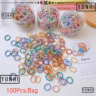 Yunhi ยางรัดผมหางม้า สีพื้น 100 ชิ้น/ถุง