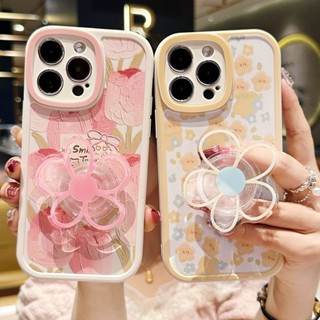 เคสโทรศัพท์มือถือแบบใส กันกระแทก ลายดอกไม้ พร้อมขาตั้ง สําหรับ Redmi 12C 10 10A 10C 9 9A 9T 9C Note 12 11 11S 10 10S 9 9S 8 7 Pro