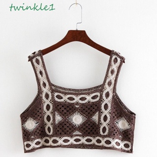 Twinkle1 เสื้อคาร์ดิแกนแขนกุด ผ้าฝ้าย ปักลาย เหมาะกับฤดูร้อน สําหรับผู้หญิง