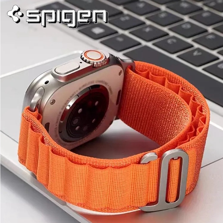 Spigen สายนาฬิกาข้อมือไนล่อนถัก ปรับได้ แบบเปลี่ยน สําหรับ iWatch Ultra 49 มม. 45 มม. 44 มม. 42 มม. apple watch วงดนตรี