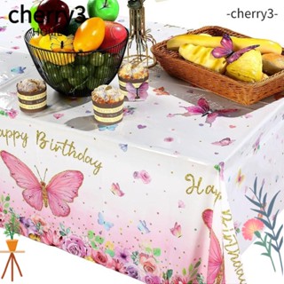 Cherry3 ผ้าปูโต๊ะพลาสติก ทรงสี่เหลี่ยมผืนผ้า กันน้ํา ลายผีเสื้อ ขนาด 108x54 นิ้ว แบบใช้แล้วทิ้ง สําหรับตกแต่งปาร์ตี้ 3 แพ็ก