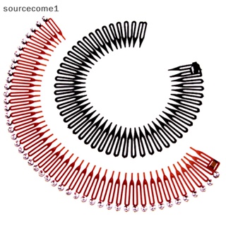 [sourcecome1] ใหม่ ที่คาดผมพลาสติก ประดับเพชร แบบยืดหยุ่น สําหรับผู้หญิง