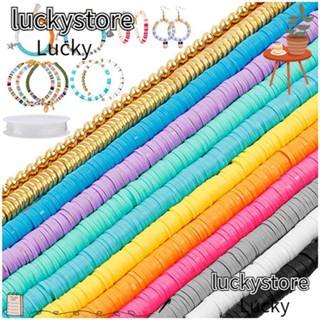 Lucky ลูกปัดดินโพลิเมอร์ไวนิล ทรงกลม แบน 6 มม. 10 สี สําหรับสร้อยคอ DIY 10 เส้น