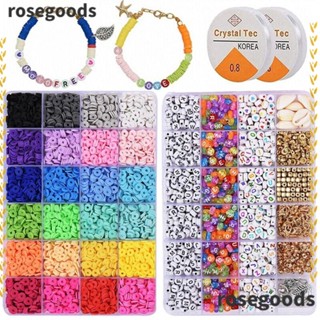 Rosegoods1 ดินโพลิเมอร์ สร้อยข้อมือ เครื่องประดับ ชุดลูกปัดสเปเซอร์ สร้อยคอแฟชั่น จี้จั้มพ์ แหวน ดินเหนียว สร้อยข้อมือ ลูกปัด