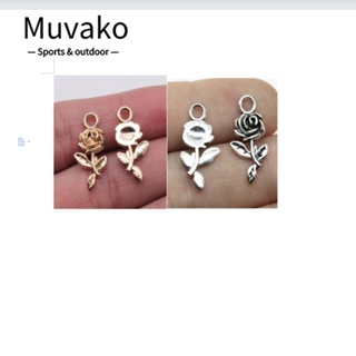 Muvako จี้ดอกกุหลาบ โลหะผสมทอง สีเงิน สไตล์โบราณ สําหรับทําเครื่องประดับ DIY 120 ชิ้น