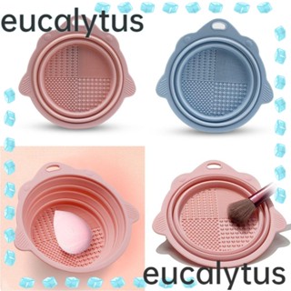 Eucalytus1 แผ่นขัดทําความสะอาดแปรงแต่งหน้า แบบพับได้