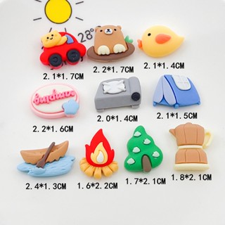 [2 #] Jibbitz Crocs กิ๊บติดผมเรซิ่น รูปการ์ตูนสัตว์ ป่า ไก่ เตาแก๊ส DIY อุปกรณ์เสริม สําหรับรองเท้า QP