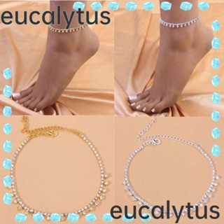 Eucalytus1 สร้อยข้อเท้าโซ่ ประดับคริสตัล ปรับได้