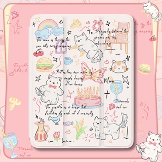 [iPad Air 4] เคส แบบใส ลายการ์ตูนกราฟฟิตี้ พร้อมช่องใส่ปากกา สําหรับ iPad 2021 pro11 gen9 8 7 10.2 นิ้ว Air4 5 10.9 Air1 2 gen5 gen6 9.7 gen 10 2022 mini 4 5 7.9