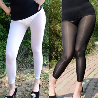 【HODRD】Pants Clubwear Cropped Pants Female High Waist Nylon Sexy Slight Stretch【Fashion】