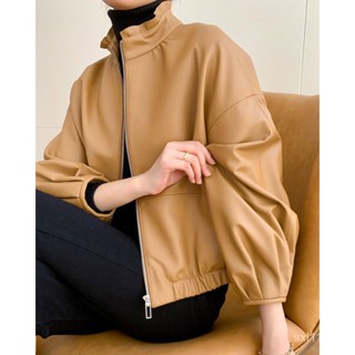 [New autumn product] [no compensation for selling out] genuine leather sheepskin leather coat womens short spring and autumn Haining loose casual leather jacket coat trendy EINU