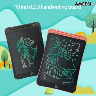 Ameesi บอร์ดวาดภาพ 10 นิ้ว ปุ่มเดียว ลบได้ ปุ่มล็อคหน้าจอ LCD ที่ละเอียดอ่อน พร้อมปากกาวาดภาพ แบบพกพา อุปกรณ์การเรียน สําหรับเด็กปฐมวัย