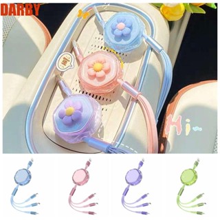 Darby Three-in-one สายชาร์จโทรศัพท์มือถือ แบบใส 66W 5A 3 in 1 คุณภาพสูง สีชมพู