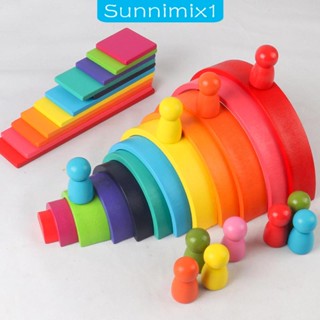 [Sunnimix1] ของเล่นตัวต่อไม้ สีรุ้ง สําหรับเด็กก่อนวัยเรียน