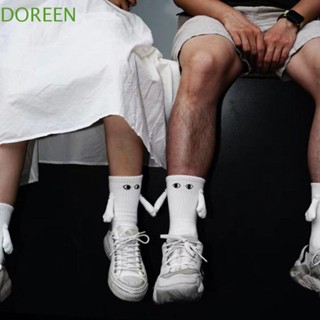 Doreen ถุงเท้าแม่เหล็ก, ถุงเท้าผู้หญิง แบบบาง สีขาว เกาหลี, แฟชั่น เย็บปักถักร้อย ระบายอากาศ ตา ถุงเท้าเพื่อน