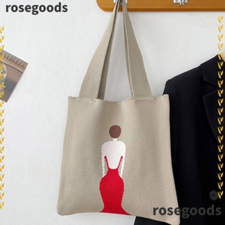 Rosegoods1 กระเป๋าถือลําลอง ผ้าถัก แฮนด์เมด ขนาดเล็ก สําหรับเด็กผู้หญิง