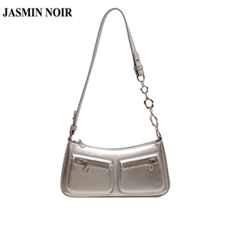 Jasmin NOIR กระเป๋าสะพายไหล่ กระเป๋าถือ หนังเทียม ทรงสี่เหลี่ยมผืนผ้า แต่งสายโซ่คล้อง เหมาะกับการพกพาเดินทาง สําหรับสตรี