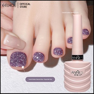 Annie Broken Diamond Gel Toe Flash White Bounce Di สีสันหักเพชรเลื่อมยาทาเล็บเจลยาทาเล็บ -eelhoe