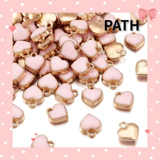 Path จี้ลูกปัดโลหะ รูปหัวใจ สีฟ้า สีชมพู สีดํา สีขาว สีแดง แฮนด์เมด สําหรับคนรัก