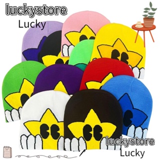 Lucky หมวกบีนนี่ ผ้าวูลถัก อะคริลิค ลายกะโหลกศีรษะ สไตล์โกธิค Y2k สําหรับกลางแจ้ง