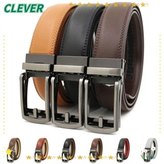 Clever เข็มขัดหนัง หัวเข็มขัดอัตโนมัติ ปรับได้ 110 ซม. 120 ซม. 130 ซม. สําหรับผู้ชาย