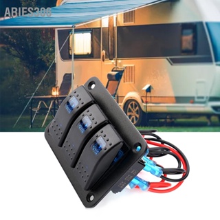 Aries306 3 Gang 12-24V Toggle Rocker Switch Panel พร้อมไฟ LED สำหรับเรือเดินทะเล RV Car