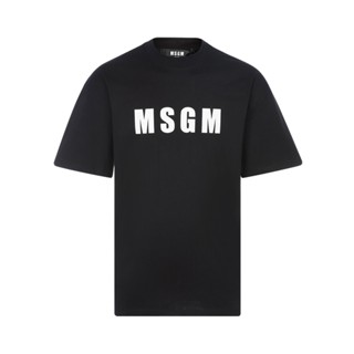 Msgm เสื้อยืดลําลอง ผ้าฝ้าย แขนสั้น คอกลม พิมพ์ลายโมโนแกรม เรียบง่าย สไตล์คลาสสิก สําหรับผู้ชาย