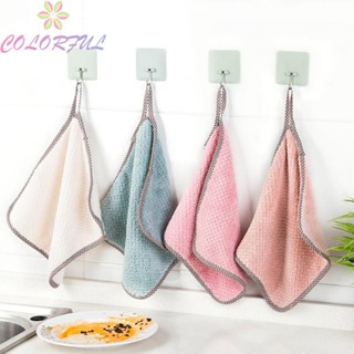 【COLORFUL】Dish Cloth Coral Velvet Dishwashing Cloth Wiping Cloth 5PCS Breathable None