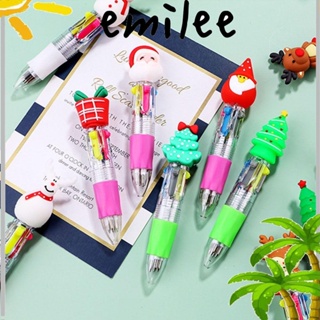 Emilee ปากกาลูกลื่น พลาสติก ลายซานตาคลอส กวางเอลก์ คริสต์มาส ขนาดเล็ก 4 สี 3 ชิ้น