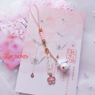 Alisond1 พวงกุญแจเชือกเส้นเล็ก กระดิ่งนําโชค กระต่าย กระต่าย เชือกเส้นเล็ก เสน่ห์ อุปกรณ์เสริม พวงกุญแจหมู