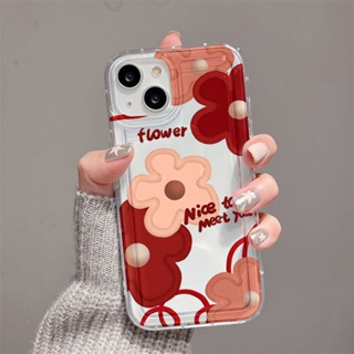 ดอกไม้สีแดงขนาดเล็ก ถุงลมนิรภัย เคสไอโฟน TPU Compatible for iPhone 11 14 13 12 Pro Max 7 8 SE XR 11Pro 14 Plus X XS Max