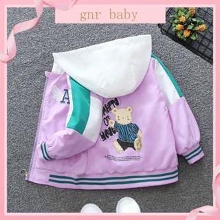 🍓GNR BABY🍋เสื้อแจ็กเก็ตกันลมลําลอง มีฮู้ด ทรงหลวม ขนาดใหญ่ สําหรับเด็กผู้หญิง 3-12 ปี