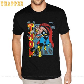 [S-5XL] เสื้อยืดคอกลม พิมพ์ลายการ์ตูน The Mighty Thor สีดํา สําหรับผู้ชาย XXXL