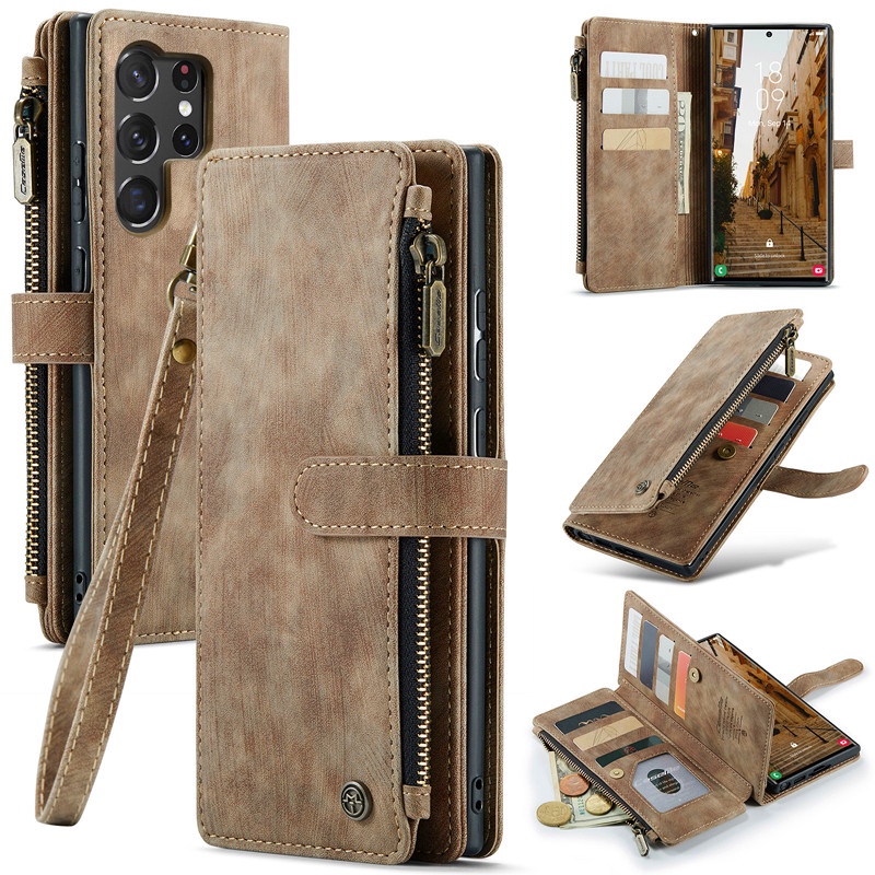 Luxury Retro Leather Wallet Case For Samsung Galaxy S23 Ultra S22 Plus S23+ A72 A54 A53 A52 A52S A34