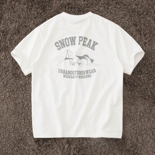 เสื้อยืดแขนสั้น พิมพ์ลาย Snow PEAK x BEAUTY สําหรับวัยรุ่น กลางแจ้ง