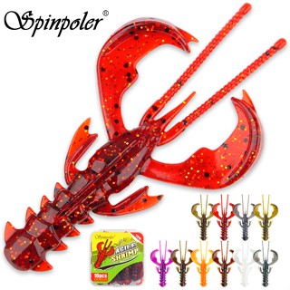 Spinpoler เหยื่อตกปลา รูปกุ้ง TPE/TPR นิ่ม ลอยน้ํา 65 มม. กุ้งก้ามกราม สัตว์คลาน ยาง แสง UV เบส