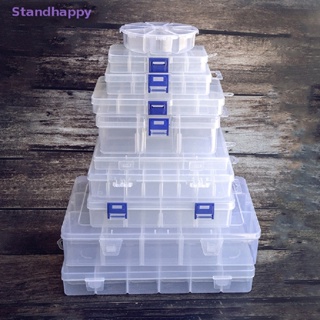 Standhappy กล่องพลาสติก ทรงสี่เหลี่ยมผืนผ้า ปรับได้ สําหรับเก็บเครื่องประดับ ต่างหู ลูกปัด