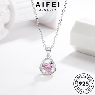 AIFEI JEWELRY เกาหลี จี้ ดอกไม้บิดหมุนง่าย แท้ สร้อยคอ ผู้หญิง ต้นฉบับ แฟชั่น Silver เครื่องประดับ 925 เครื่องประดับ มอยส์ซาไนท์ไดมอนด์ เงิน N229