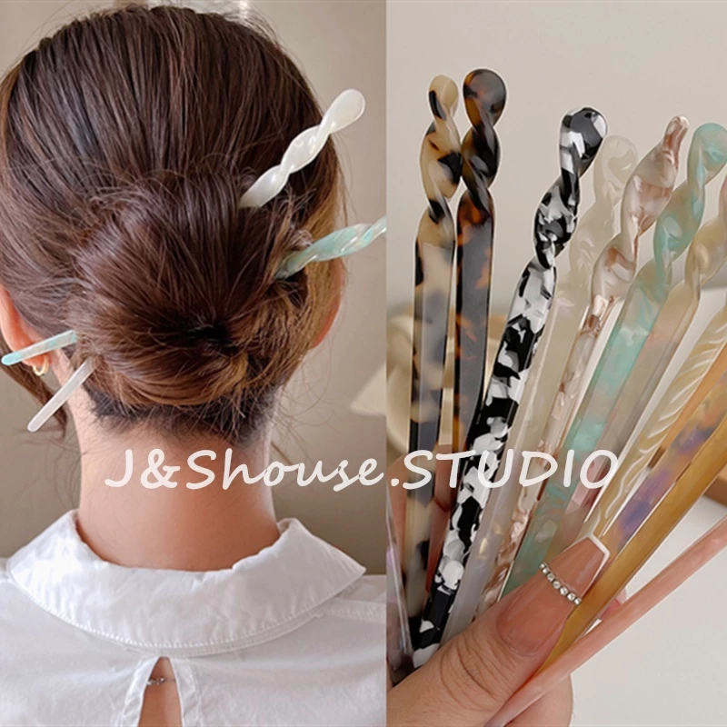 Kf593 แฟชั่นเกาหลี เรียบง่าย "I" รูปร่างอะซิเตท hairpstyle ผู้หญิงอุปกรณ์เสริม