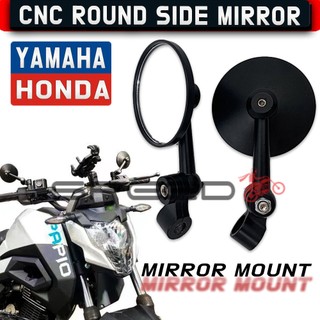 SP CNC Alloy Mirror Mount Round Rear Mirror Short Stem Side View Mirror 2Pcs Universal Adjustable