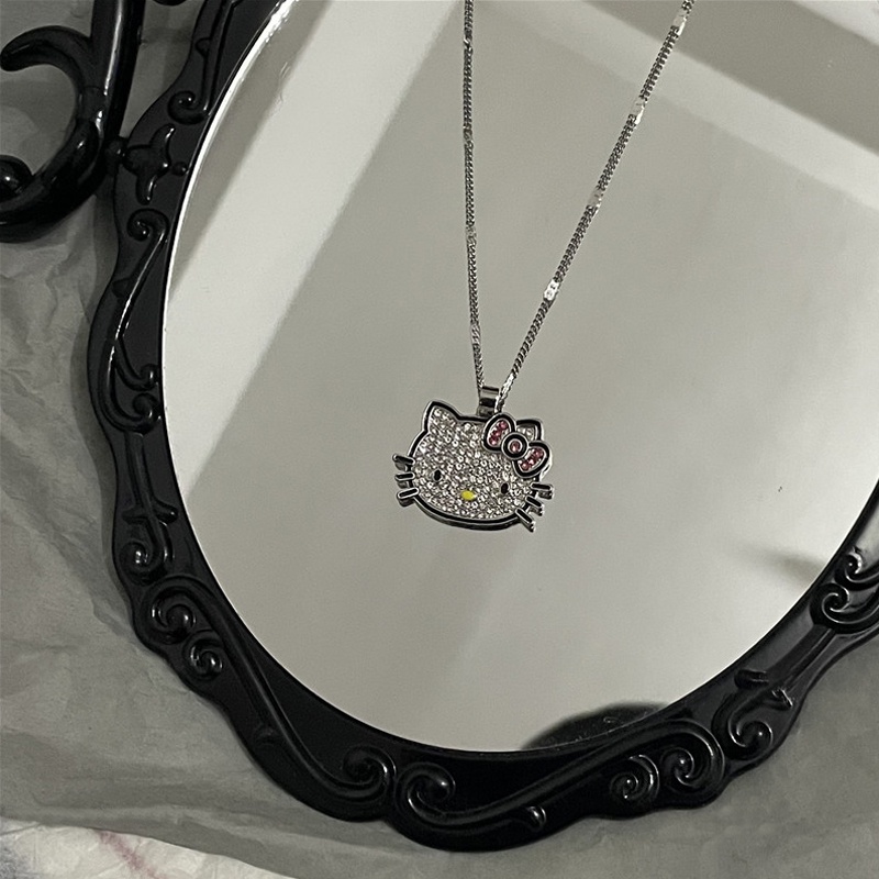 สไตล์เกาหลีน่ารักการ์ตูน Y2k Rhinestone Hello Kitty สร้อยคอสําหรับสาวเครื่องประดับของขวัญวันวาเลนไทน์