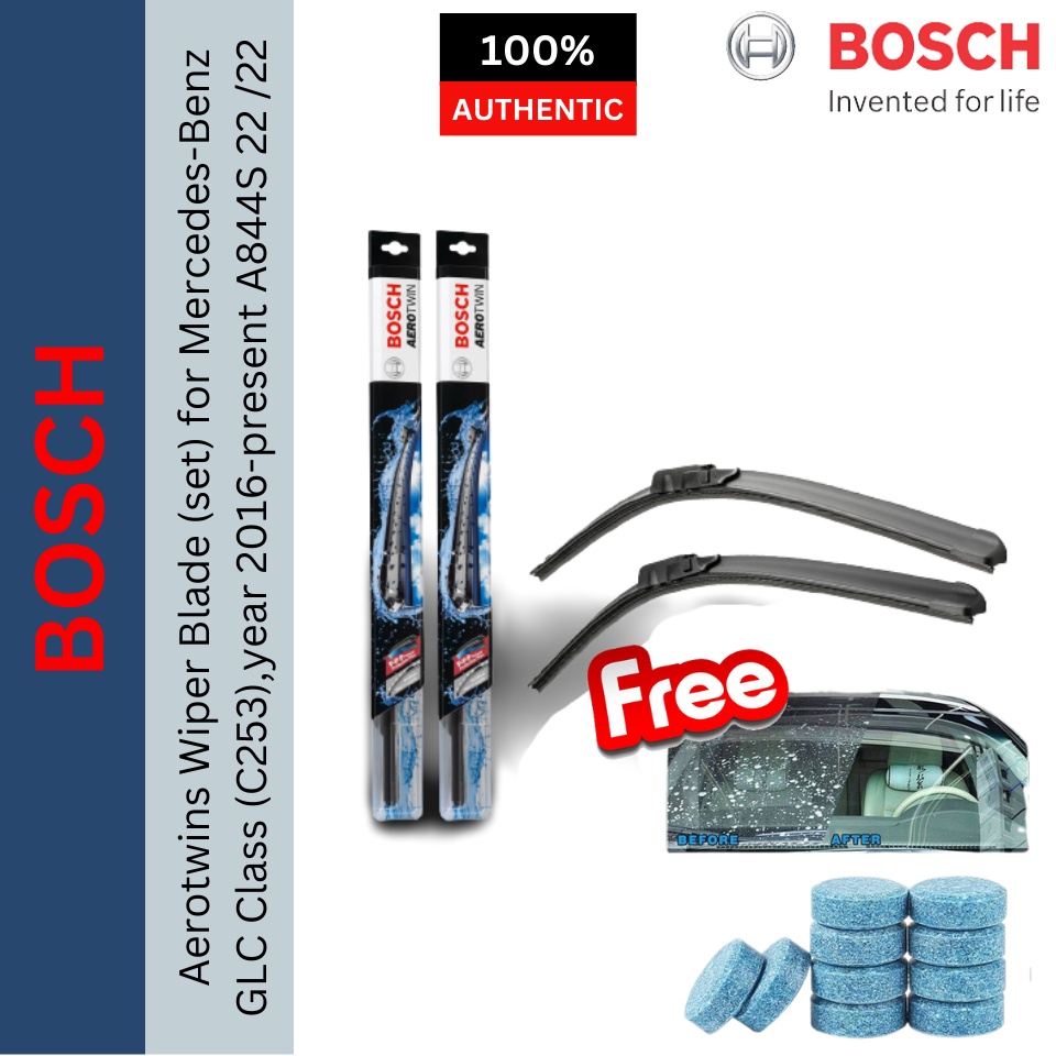 ใบปัดน้ําฝน Bosch Aerotwins (ชุด) สําหรับ Mercedes-Benz GLC Class (C253) ปี 2016-ปัจจุบัน A844S 22 /