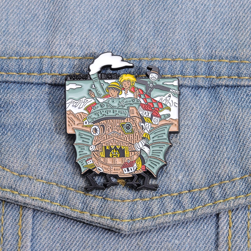 เข็มกลัดโลหะ รูปการ์ตูนอนิเมะ Howl's Moving Castle ของขวัญสําหรับเพื่อน
